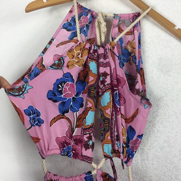 NWT ASOS DESIGN Rope Maxi Dress Size 8 Trim Cut Out Paisley Print Plunge Beach - Picture 8 of 14